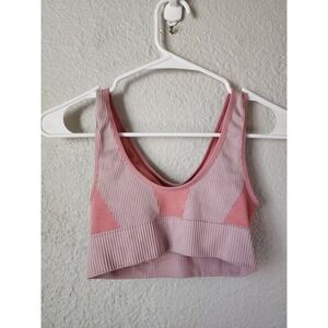 Aerie Chill. Play. Move. Pink Ribbed Cropped Activewear Sports Bra XS